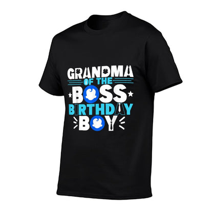 Grandma Of The Boss Birthday Boy Baby Decor Family Matching  Stretchy T-Shirt
