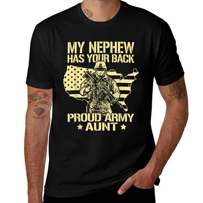 Greenlight Idea I Love My Soldiers My Nephew Has Your Back Proud Army Aunt Military Auntie Gift  Polyester Blend T-Shirt
