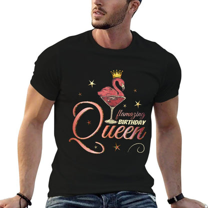 Womens Flamazing Birthday Queen Flamingo Birthday Gift  Lightweight T-Shirt