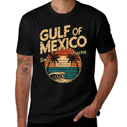 Gulf of USA America Funny Gulf of Mexico Flag Map Wrinkle-resistant T-Shirt