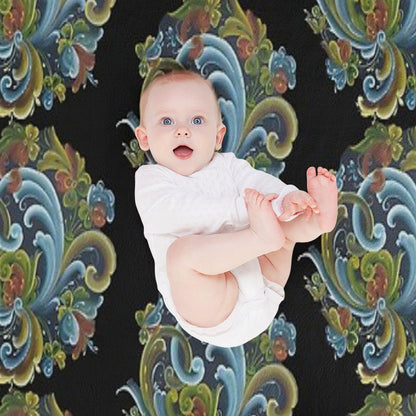 Traditional Norwegian Telemark Rosemaling Velvety-soft Throw Blanket