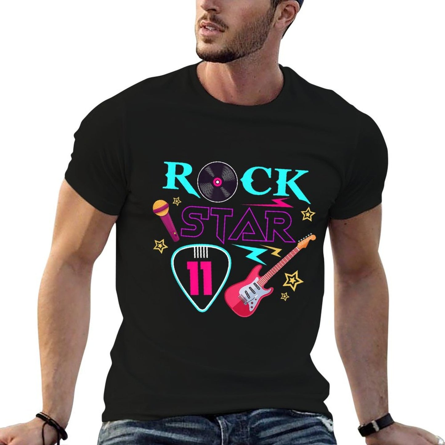 Rock Star 11th Birthday Party 11 Years Old Birthday Music  Affordable Price T-Shirt