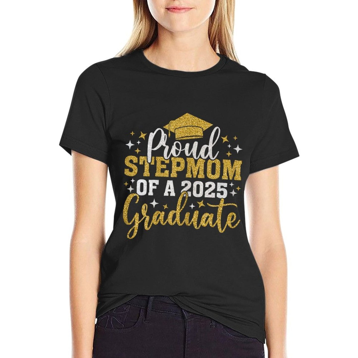 Stepmom Senior 2025 Proud Stepmom Of Class Of 2025 Graduate  Easy-care T-Shirt