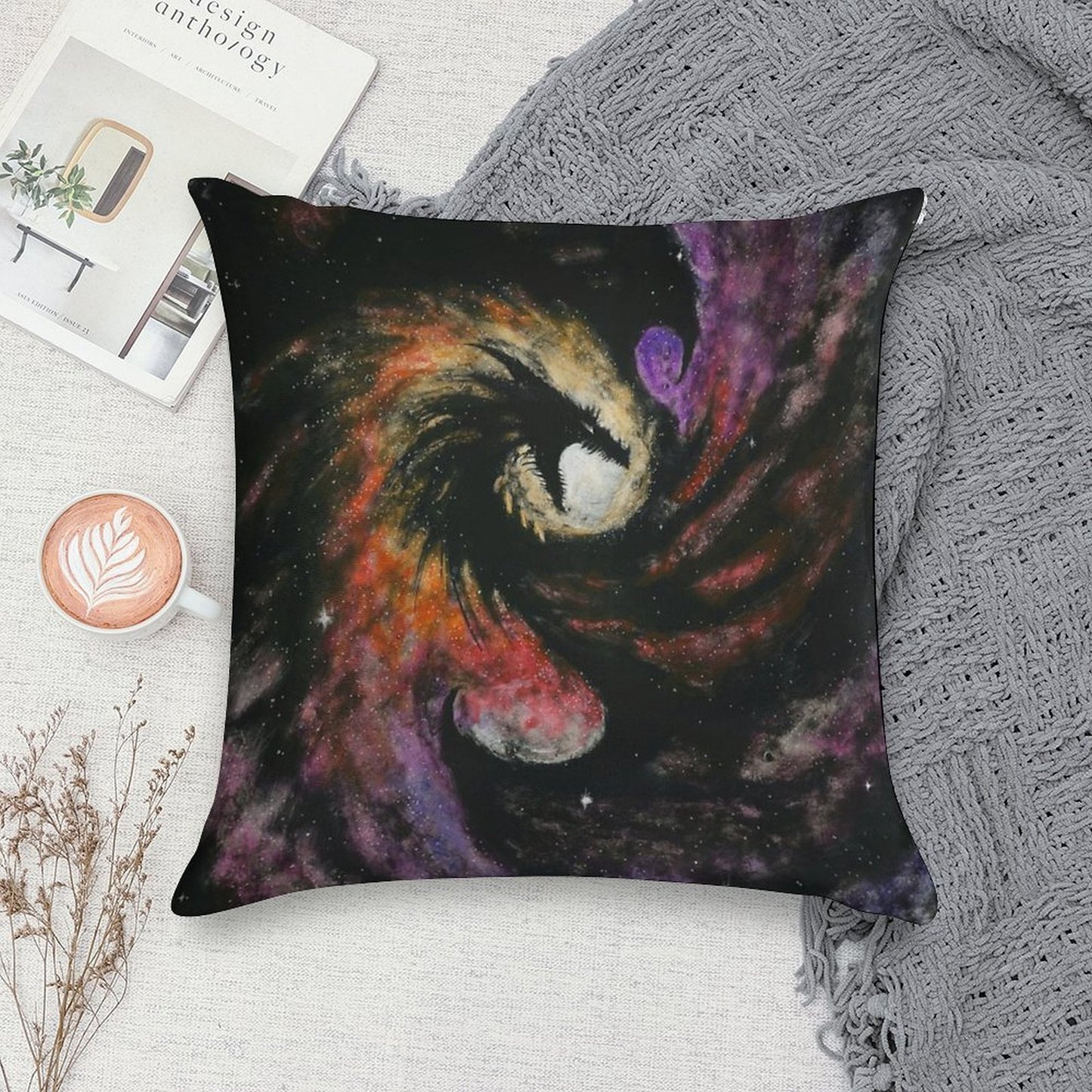 Dragon Galaxy Soft Bedroom Essential Throw Pillow