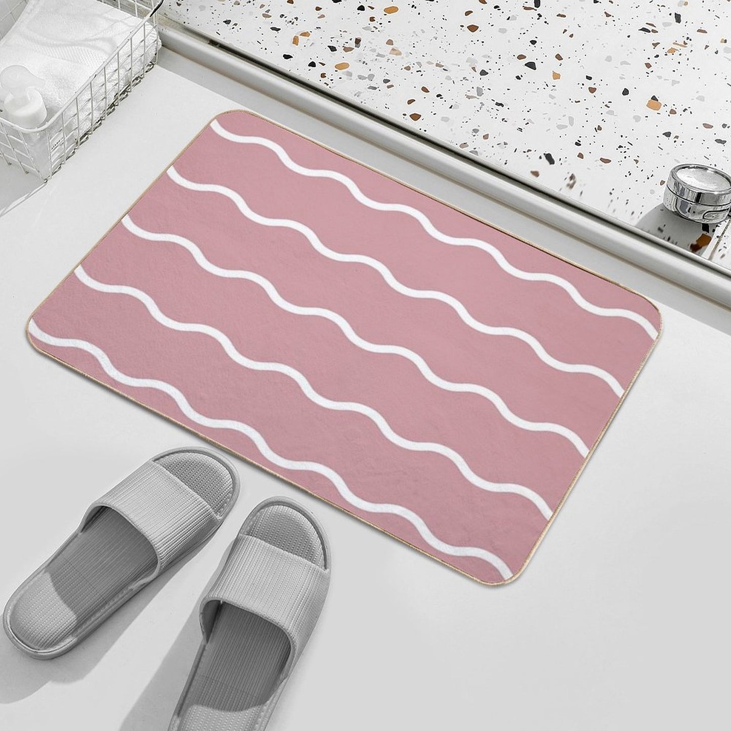 Wavy Lines  Easy Maintenance Bath Mat