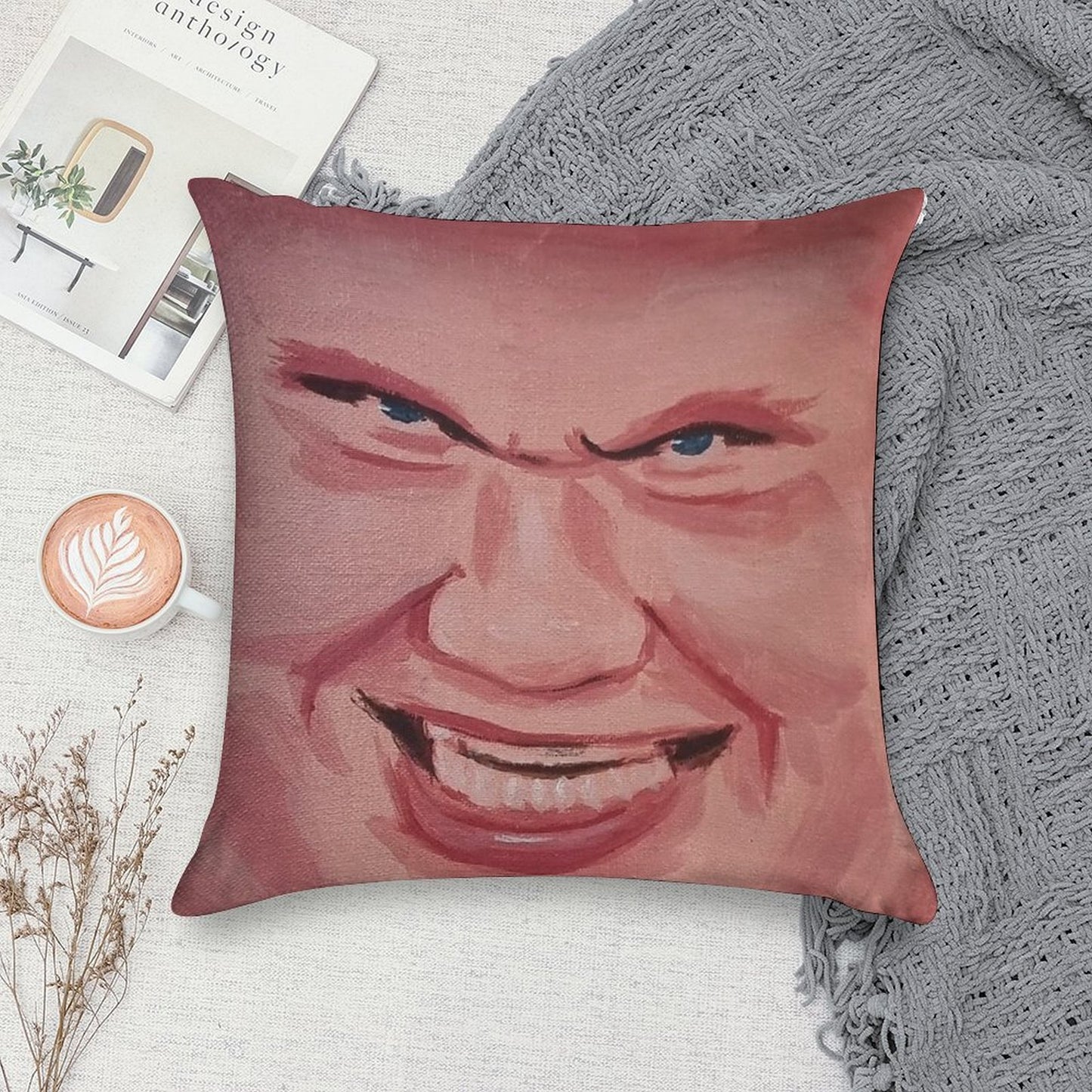 Evil Erling Haaland Face Soft Decorative Cover Throw Pillow