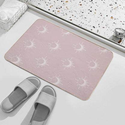 Cosmic Sun And Moon Design Soft Aesthetic In Muted Colors Gray Pink  Repositionable Bath Mat