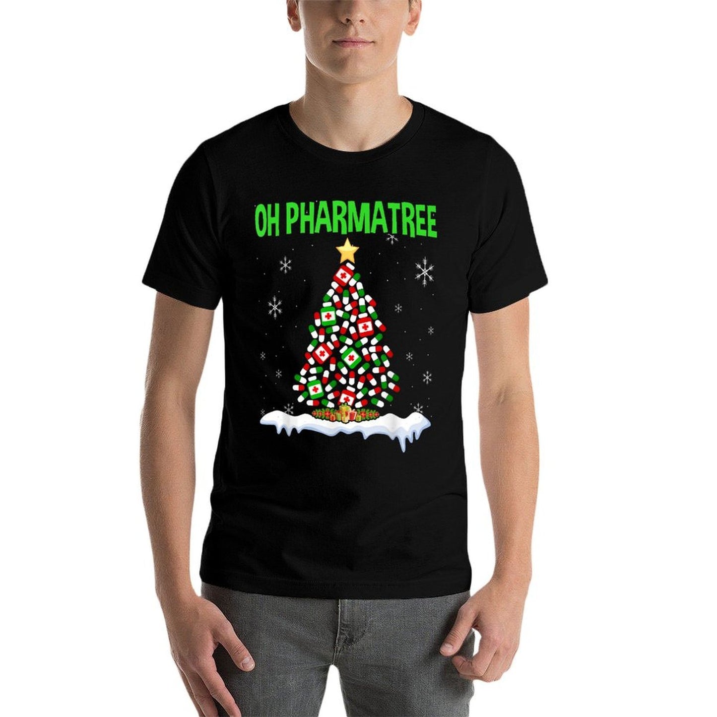 Oh Pharmatree Christmas Tree Pharmacy Medication Pharmacist  Slim-fit Cut T-Shirt