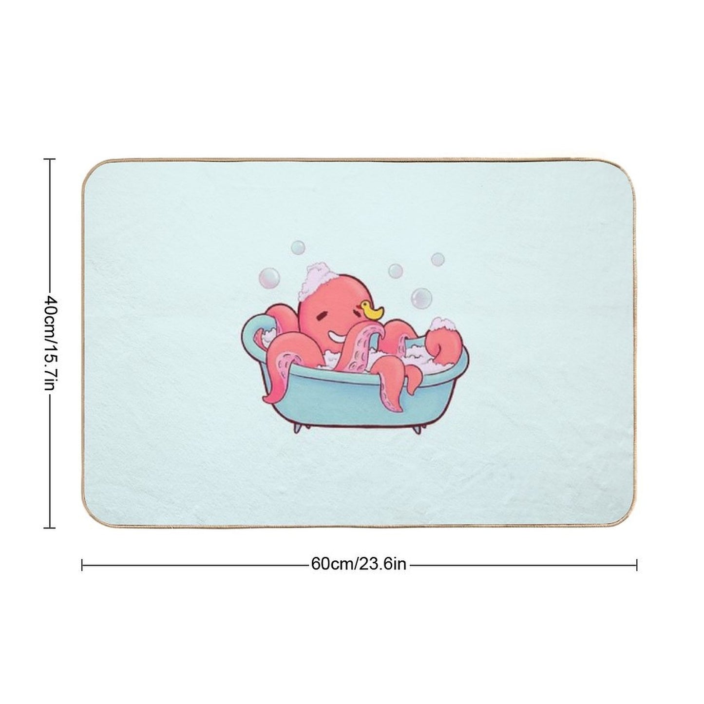 Cute Octopus Taking A Bath with Rubber Duck Durable Bath Mat