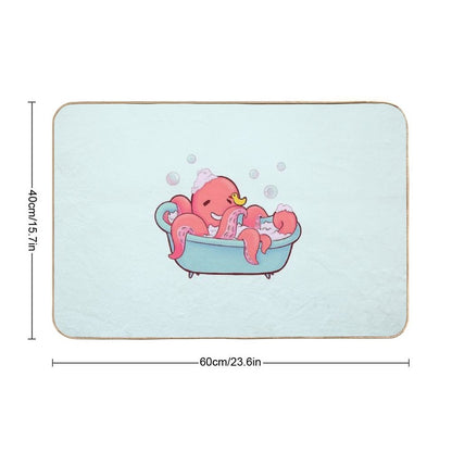 Cute Octopus Taking A Bath with Rubber Duck Durable Bath Mat