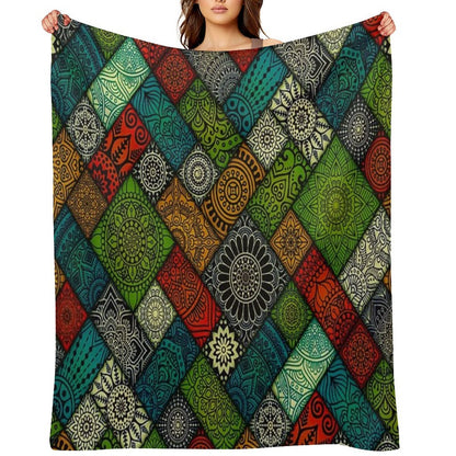 Colourful Geometric Floral Pattern Durable Throw Blanket