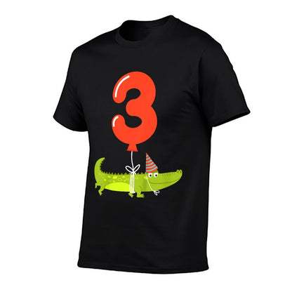 Kids 3rd Birthday  3 Year Old Alligator Crocodile  High-quality Stitching T-Shirt
