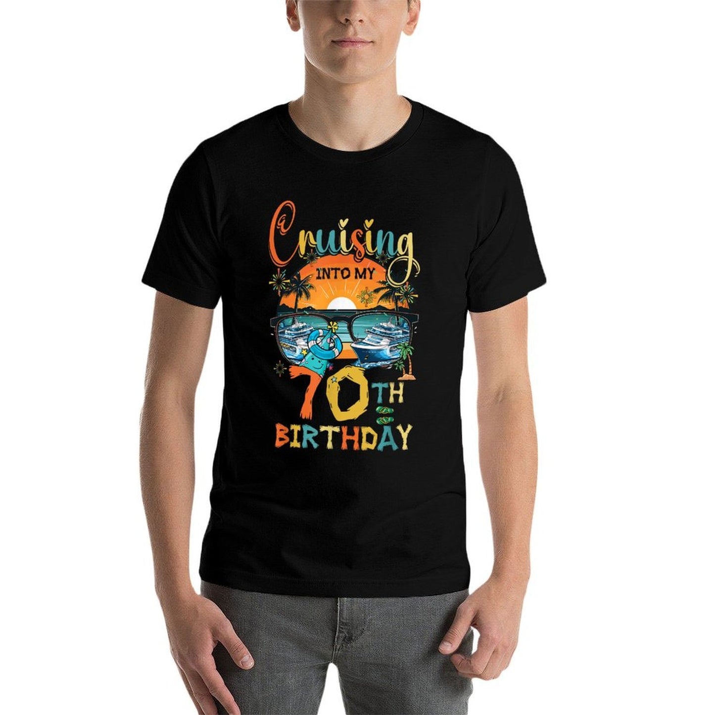 Cruising Into My 70Th Birthday Family Cruise 70th Birthday  Heathered Texture T-Shirt