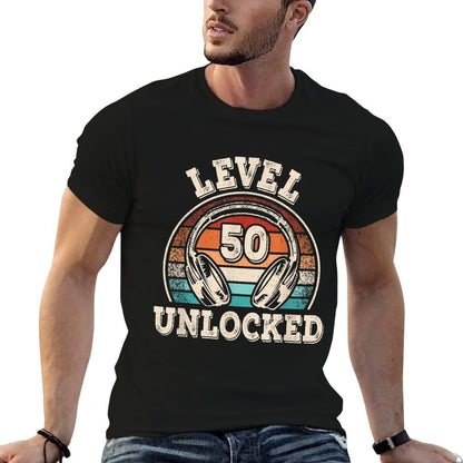 Level 50 Unlocked Gaming 50 Years Old 50th Birthday Gamer  Tagless Design T-Shirt