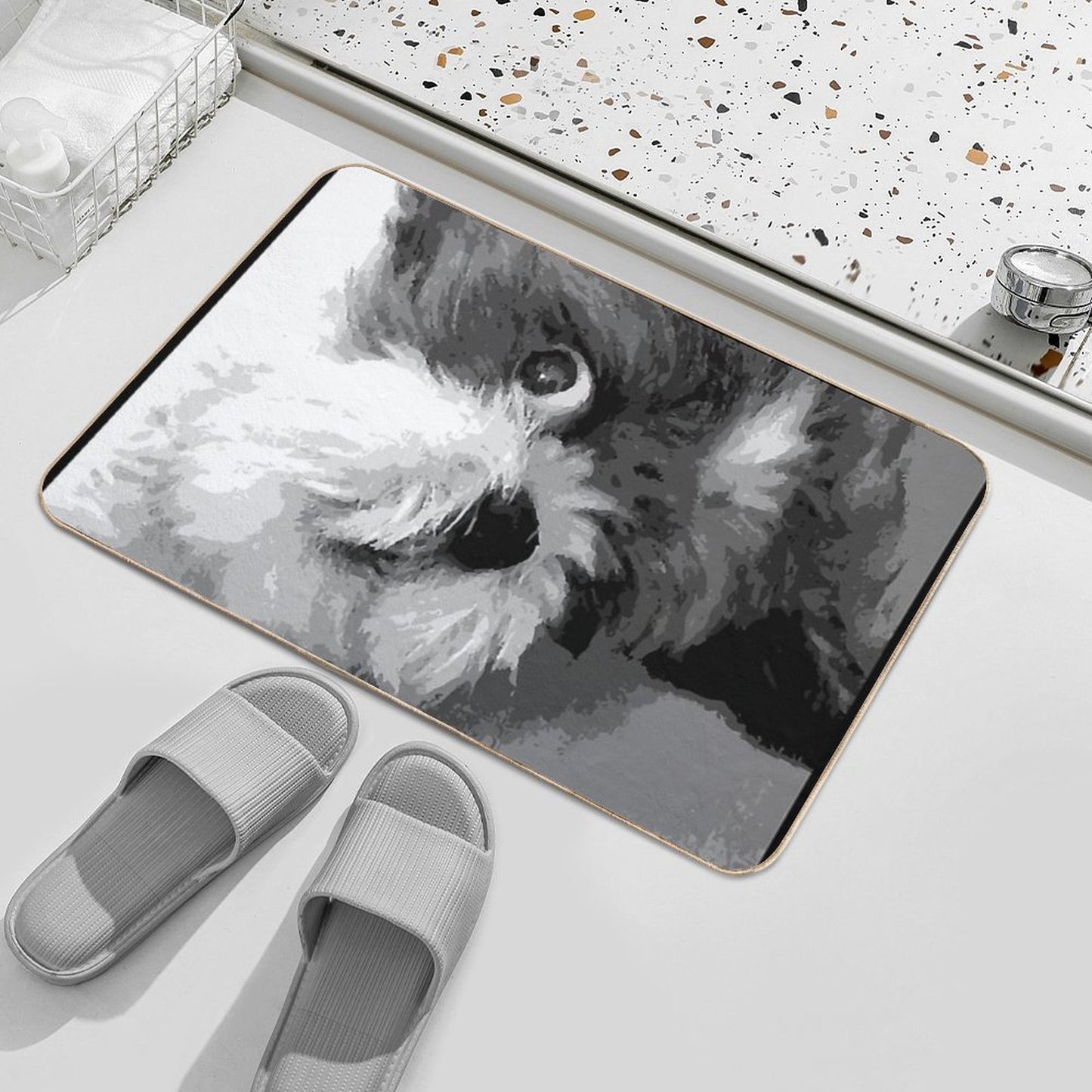 Say What Cute Shih Tzu Dog Art  Anti-Trip Bath Mat