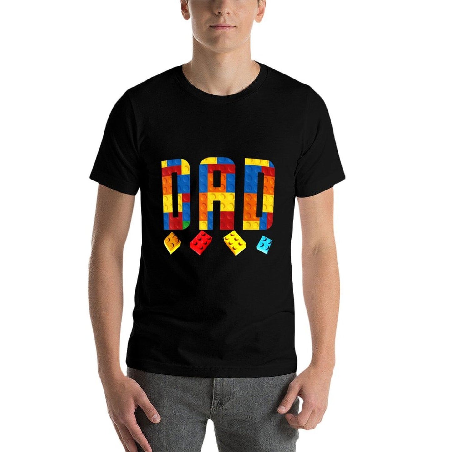 Dad Master Builder Building Blocks Birthday Family Matching  Stretchy T-Shirt