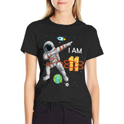 11 Years Old Birthday Boy Astronaut Space 11th B-Day  Trendy Pattern T-Shirt