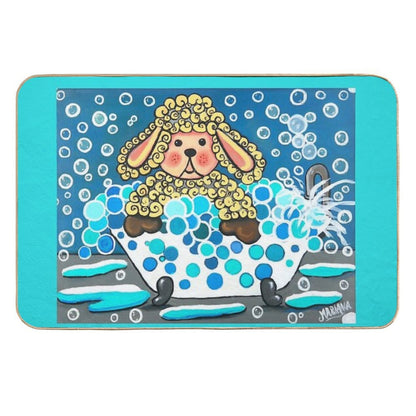 Baby Sheep Take A Bath  Fade-Resistant Bath Mat