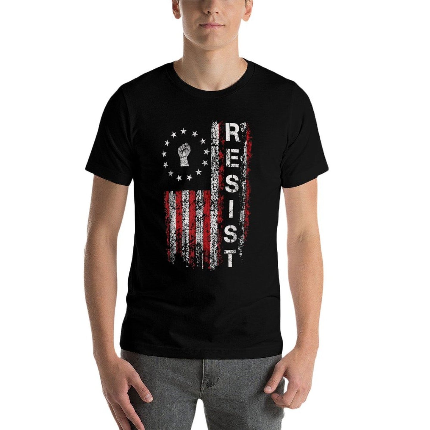 Resist Trump Protest Anti Political Retro Vintage US Flag  Stretchy T-Shirt