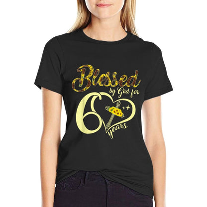 Sunflower Blessed by God for 60 Years Happy 60th Birthday  Summer-ready Fabric T-Shirt