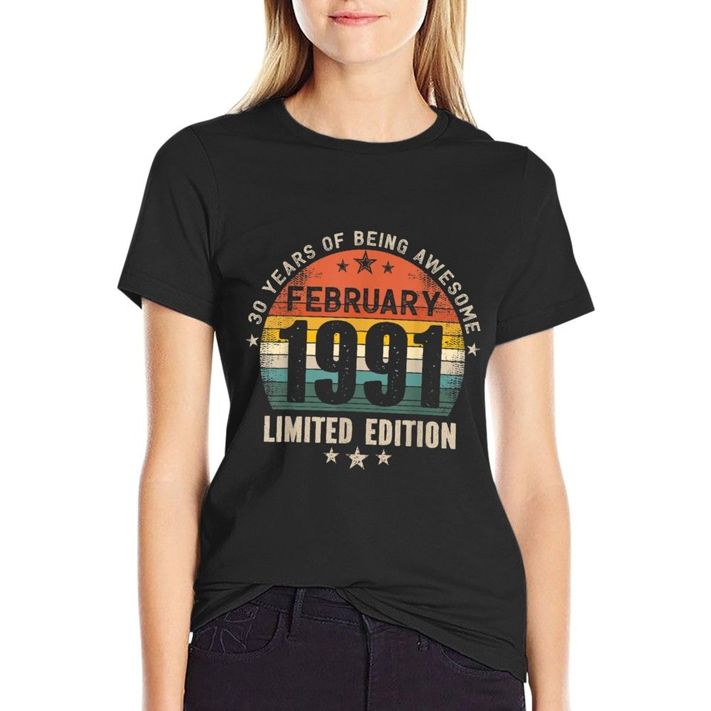 30 Years Old Made in February 1991 Vintage 30th Birthday  Vintage-inspired T-Shirt
