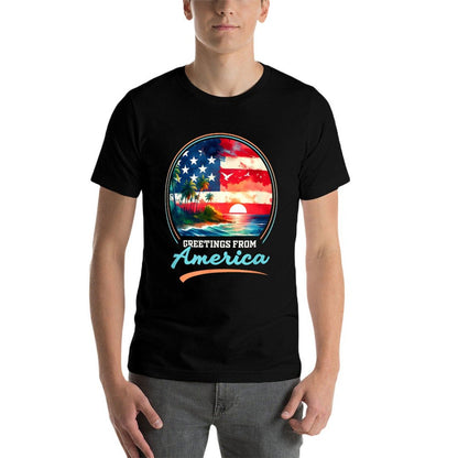 Gulf Of USA America Retro Vintage Beach High-quality Stitching T-Shirt