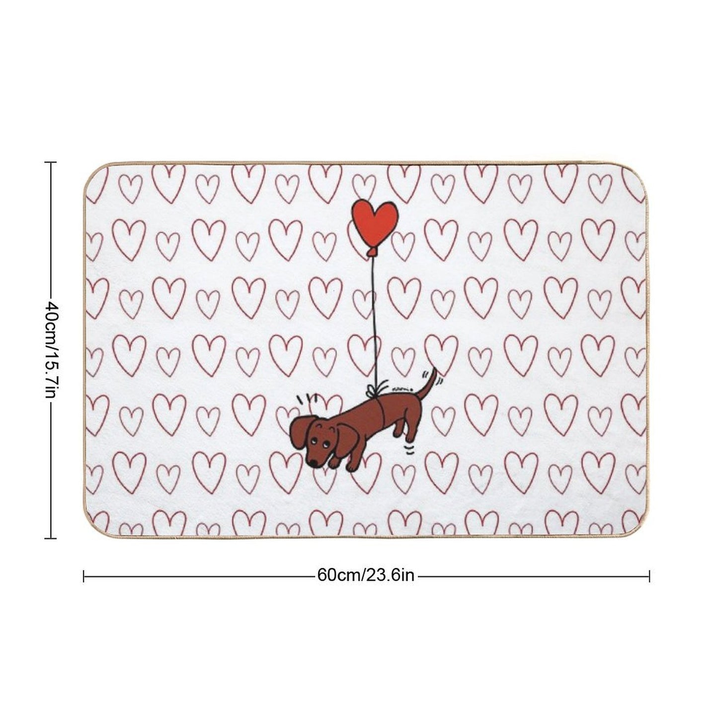 Red Smooth Haired Dachshund Floating in The Air  Repositionable Bath Mat