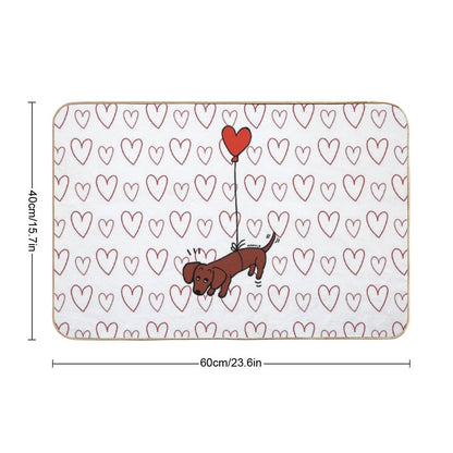 Red Smooth Haired Dachshund Floating in The Air  Repositionable Bath Mat