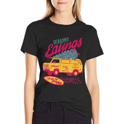 Stranger Things Christmas Surfer Boy Pizza Seasons Eatings!  Durable T-Shirt