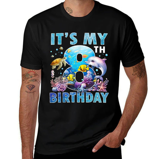 It’s My 8th Birthday Ocean 8 Years Old Sea Aquarium Birthday  Lightweight T-Shirt