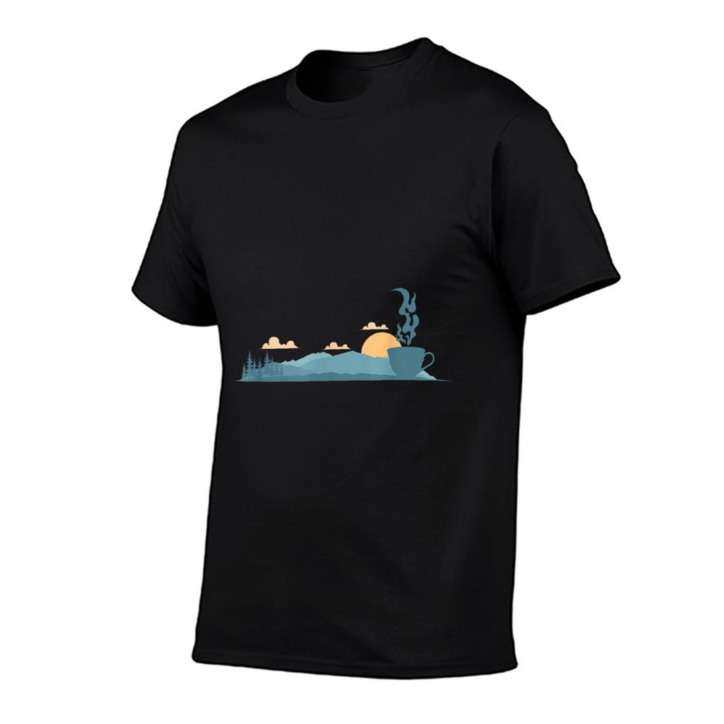 Twilight Scene with Silhouette of A Teacup  High-quality Stitching T-Shirt
