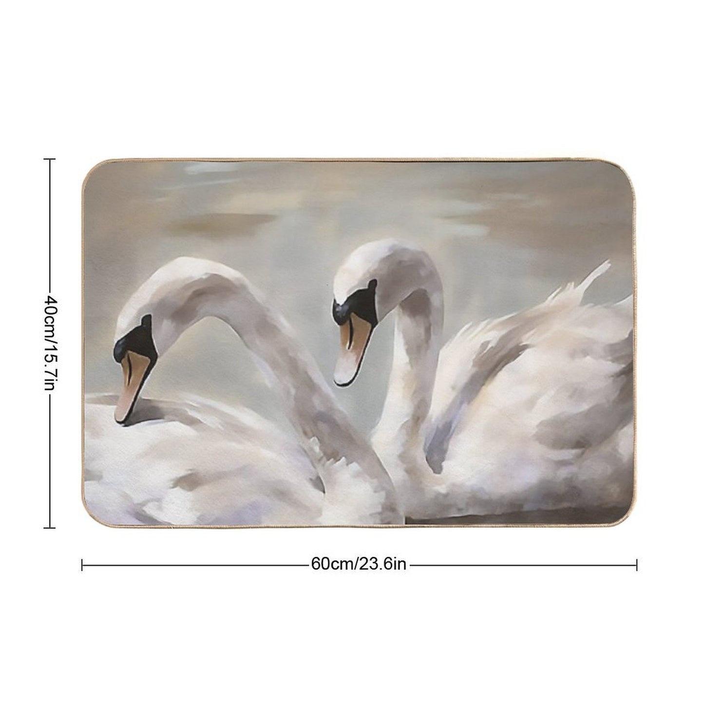 Coquette Aesthetic Vintage Painting of Two Swans  Stain-Proof Bath Mat