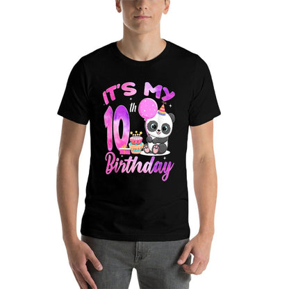 It's My 10th Birthday Cute Panda 10 Year Old Girl Party  Summer-ready Fabric T-Shirt