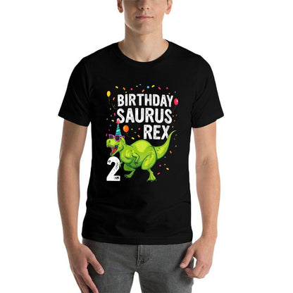 Kids 2 Year Old Birthday Boy Girl Dinosaur T Rex Family Matching  Polyester Blend T-Shirt