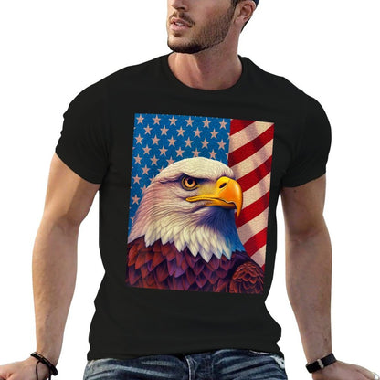July 4th Independence Day Fourth of July Op Art Bald Eagle  High-quality Stitching T-Shirt