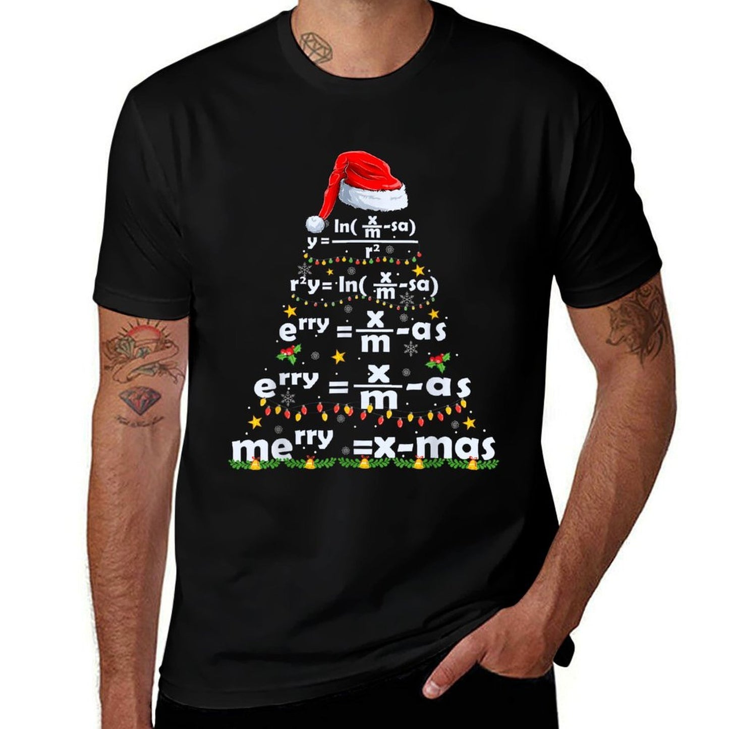 Math Equation Merry X-mas Funny Math Teacher Christmas Humor Men Women Kids  Polyester Blend T-Shirt