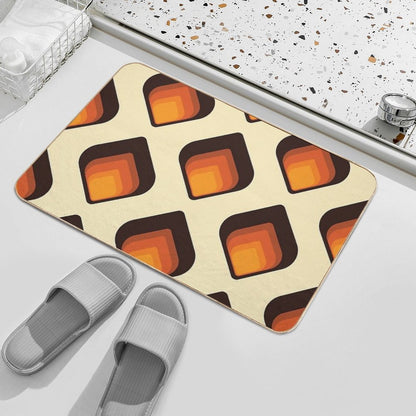 Mid-Century Modern Orange And Brown Tear Drop  Absorbent Bath Mat