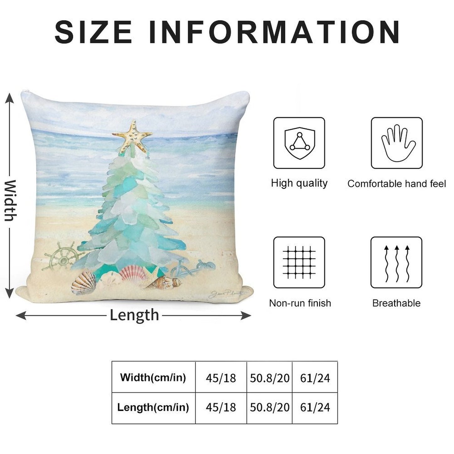 Coastal Seaglass Christmas Tree B Soft Bedroom Essential Throw Pillow