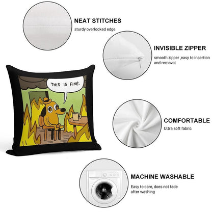 This Is Fine - Funny Meme Soft Multiple Sizes Throw Pillow