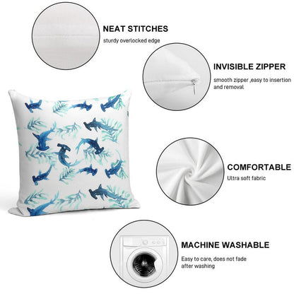 Hammerhead Shark Pattern Soft Luxury Feel Throw Pillow