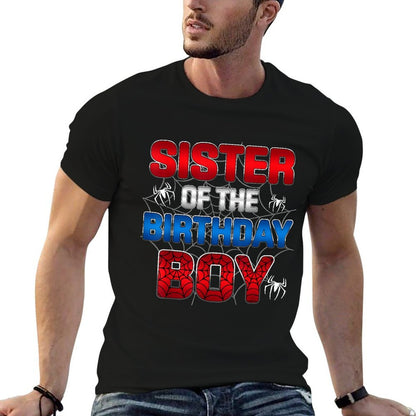 Sister Of The Birthday Boy Matching Spider Family Party  Heathered Texture T-Shirt