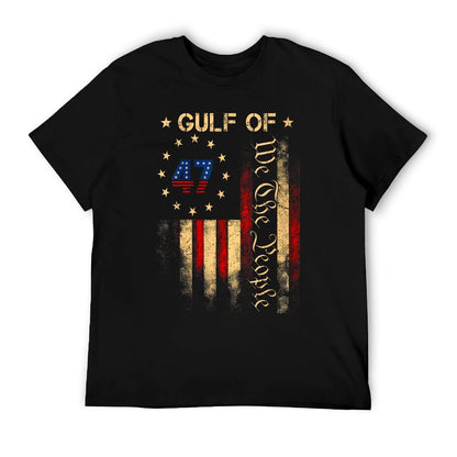 Womens Gulf of USA America Funny USA Flag V-Neck Graphic-printed T-Shirt