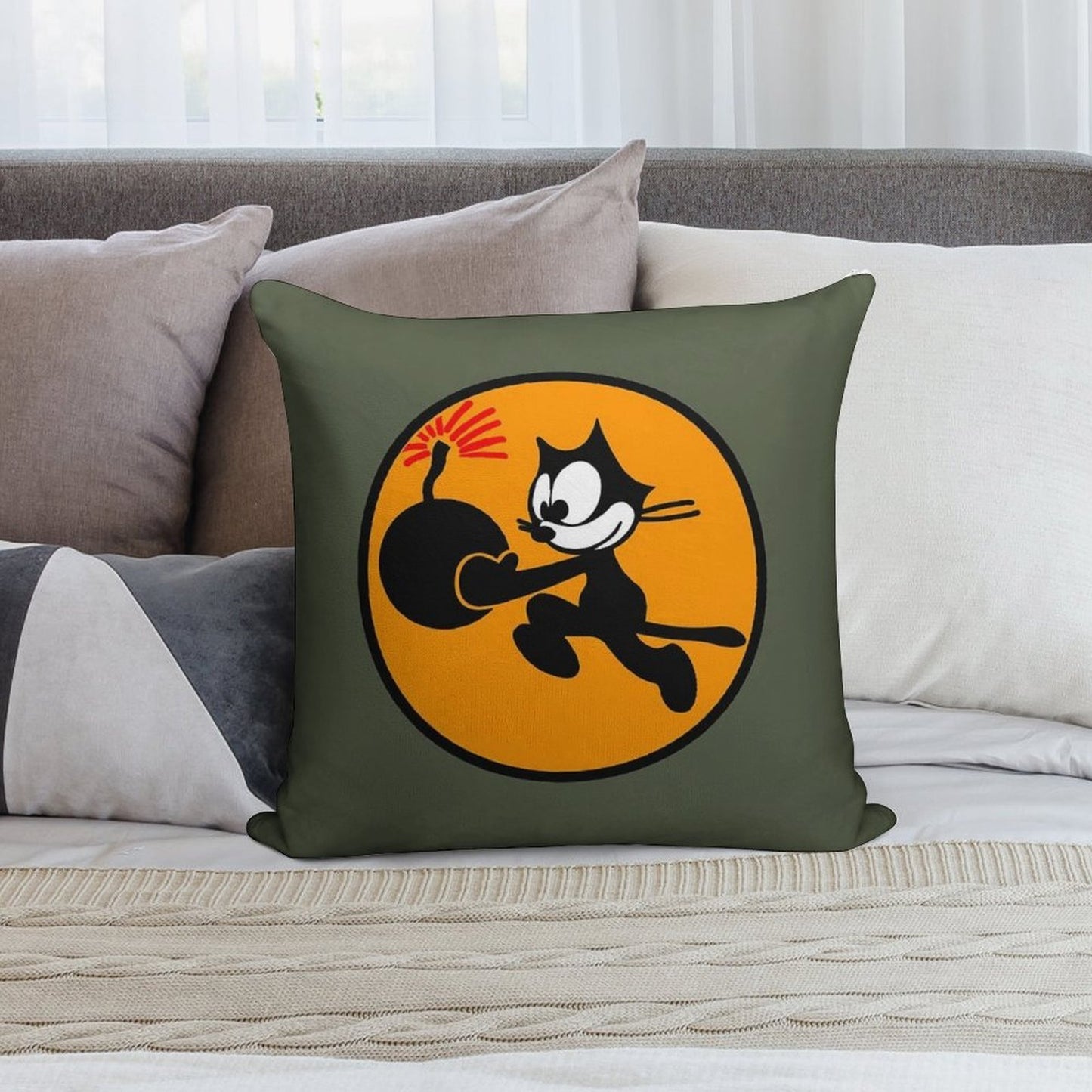 USN VFA-31 Strike Fighter Squadron - Tomcatters - Clean Style Soft High-Density Material Throw Pillow