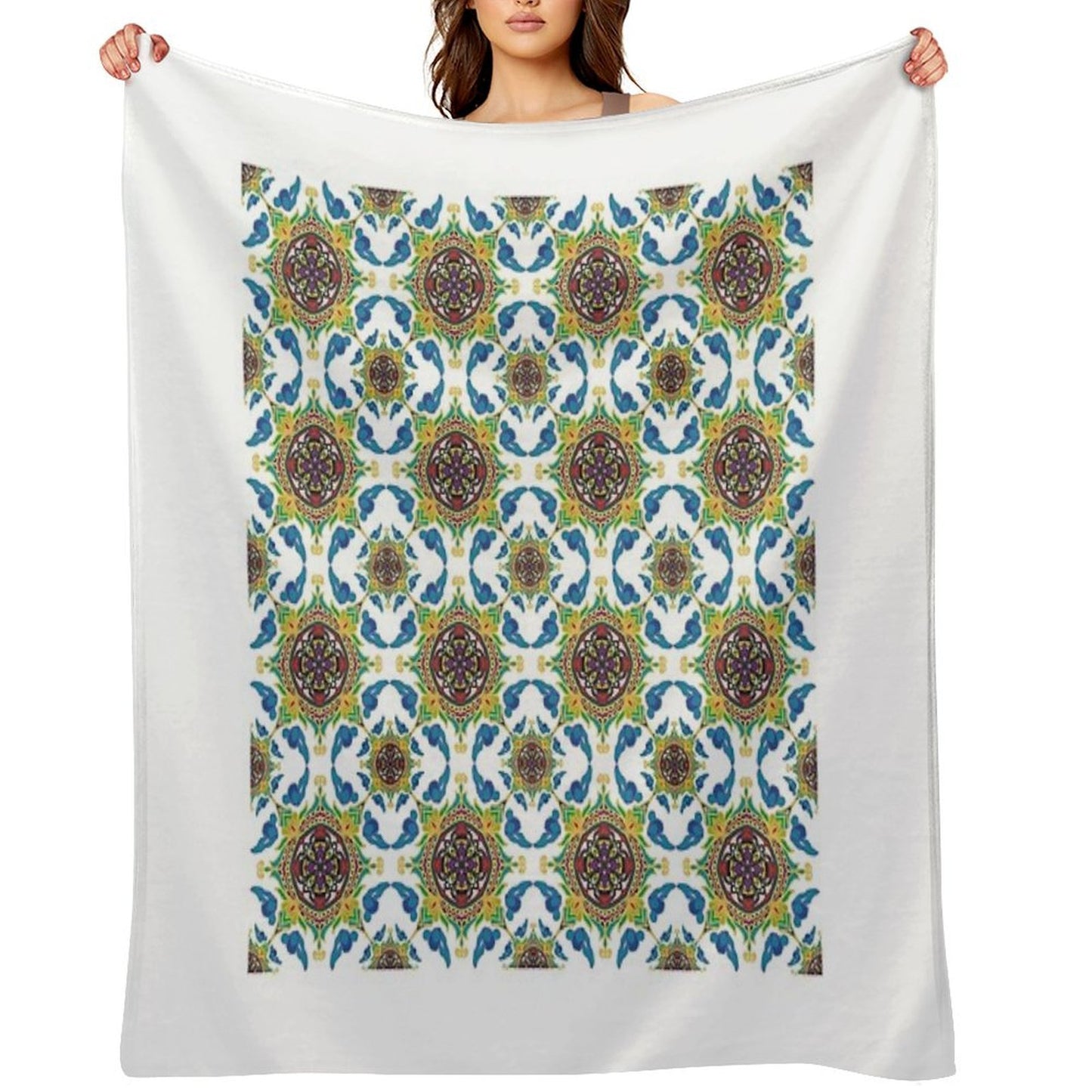 Traditional Geometric Mandala Textile Design Compact Throw Blanket