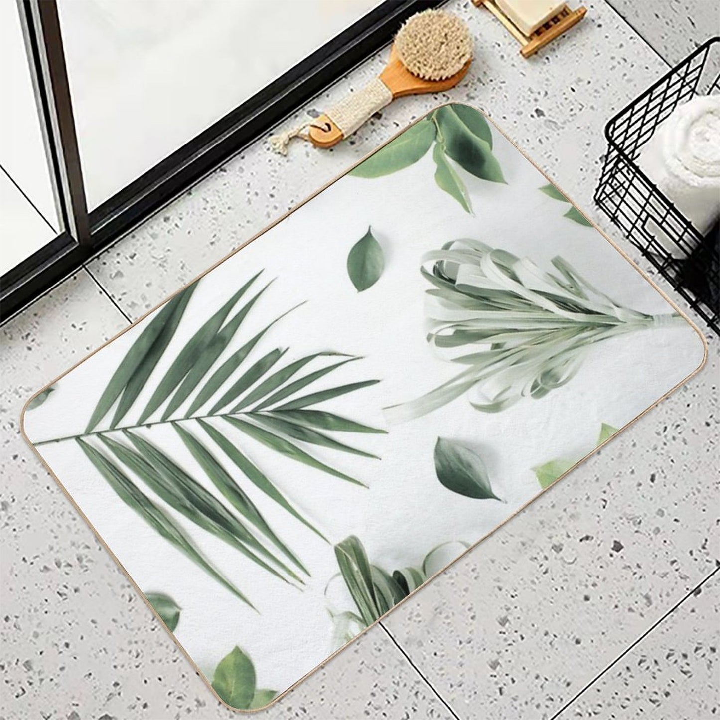 Leaf Pattern  Easy To Clean Bath Mat