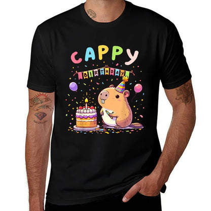 Cappy Birthday Capybara Lovers Girl Boy Happy Birthday Party  Oversized Silhouette T-Shirt