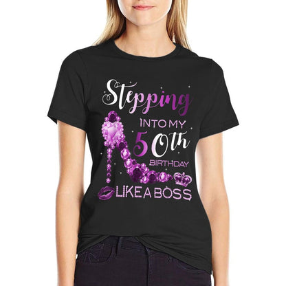 50th Birthday Women Amethyst Birthstone February Gift  Vintage-inspired T-Shirt