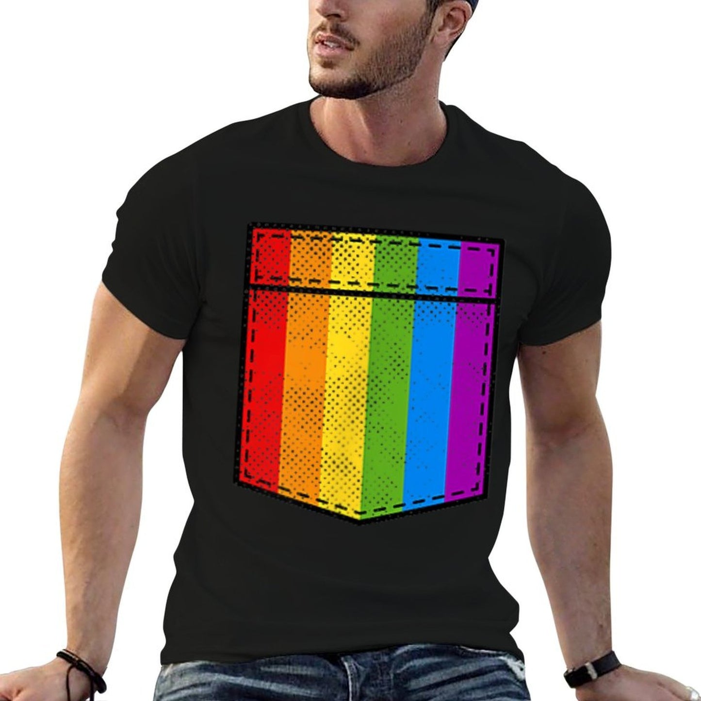 Gay Pride Rainbow Pocket LGBT Pride  Eco-friendly Material T-Shirt