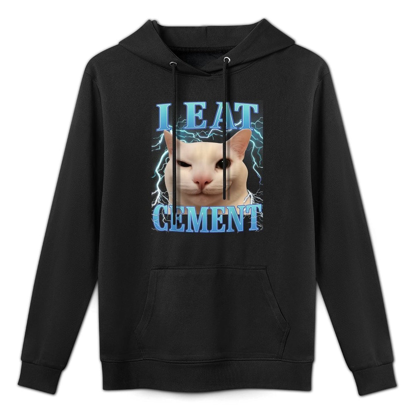 I Eat Cement Silly Cat Meme Funny Men Women Kids Graphic Unisex Design Hoodie