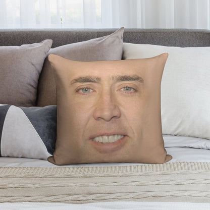 Nicholas Cage Face Pattern Soft Short Plush Fabric Throw Pillow